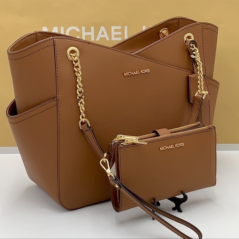 MICHAEL KORS LG XCHAIN SHOULDER TOTE & WALLET-WRISTLET-PHONE CASE SET - Picture 3 of 16